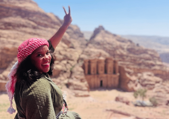 What I wore to Petra, Jordan- a green midi dress