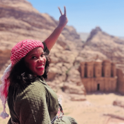 What I wore to Petra, Jordan- a green midi dress