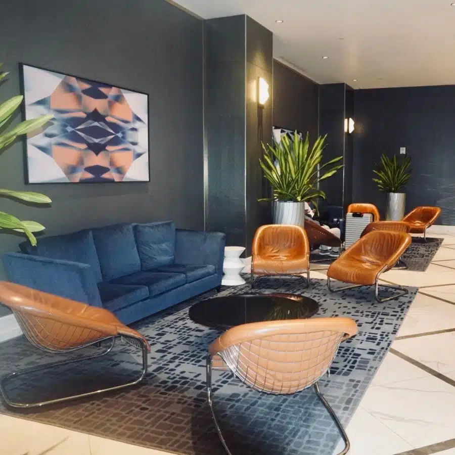 The lobby of the Hilton Miami Downtown. 