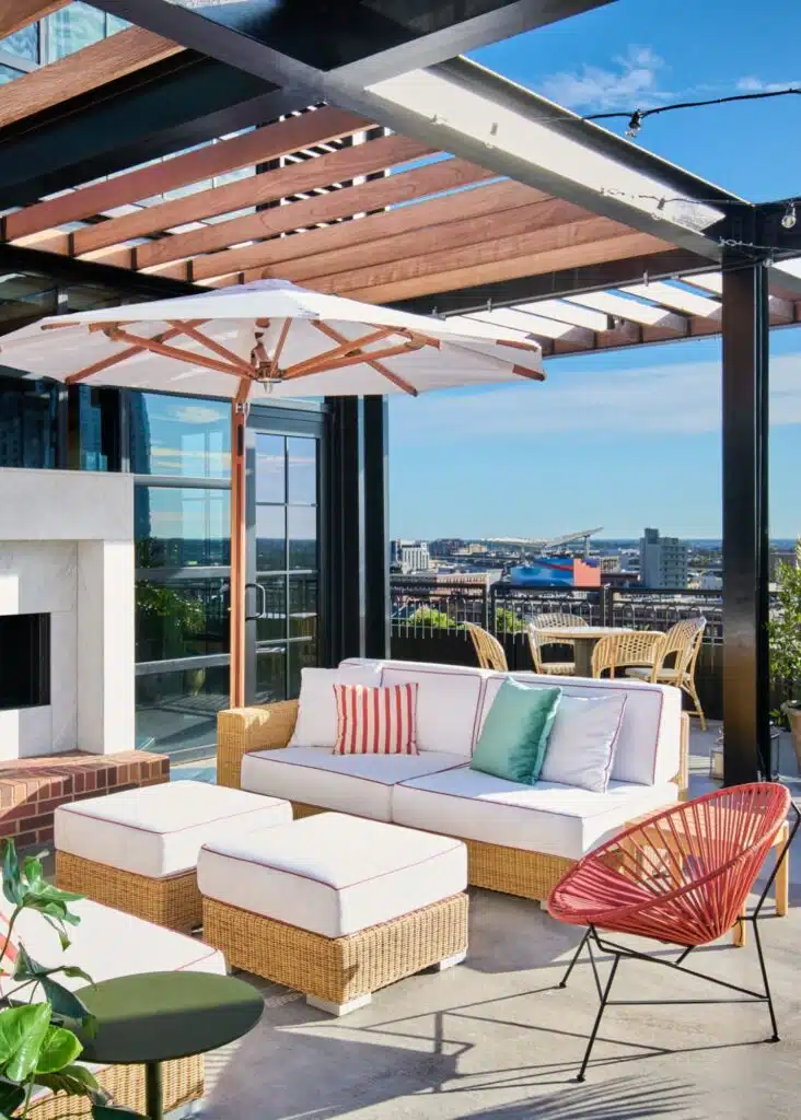 The rooftop deck of Virgin Hotels New Orleans.