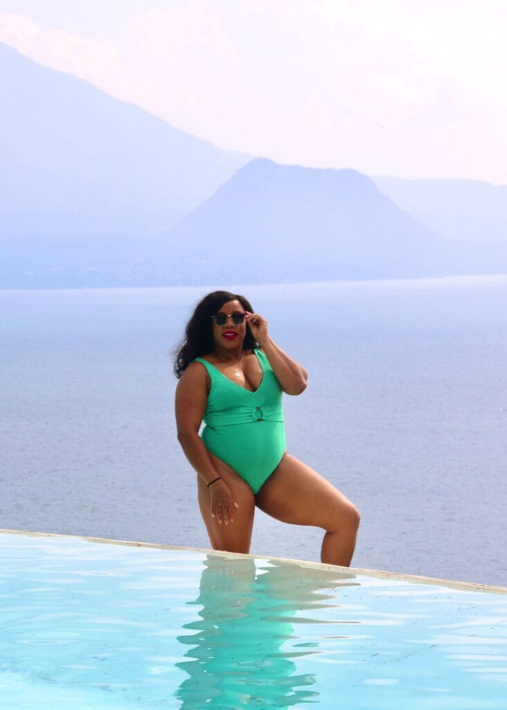 The beautiful infinity pool at Tzampoc Resort, a wonderful place to stay in Lake Atitlan