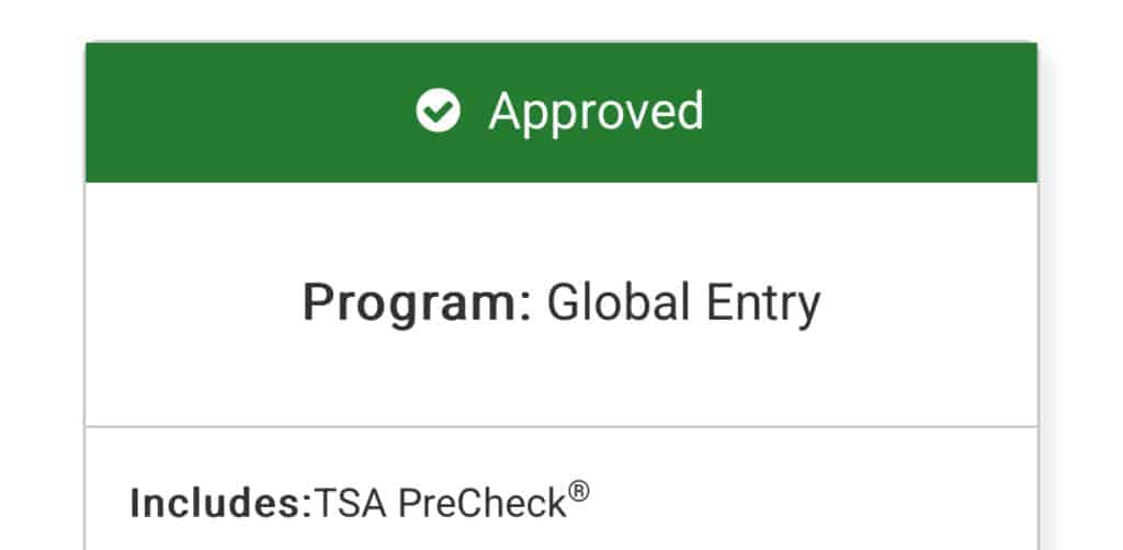 Global Entry acceptance letter