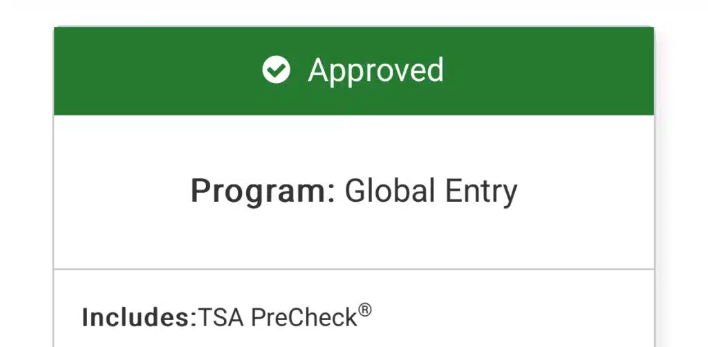 Global Entry acceptance letter